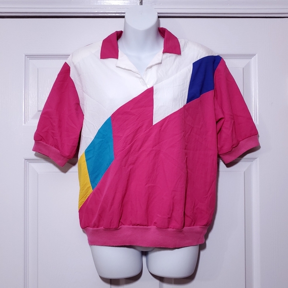 VINTAGE 80s nylon short sleeve jacket/windbreaker - Picture 1 of 5